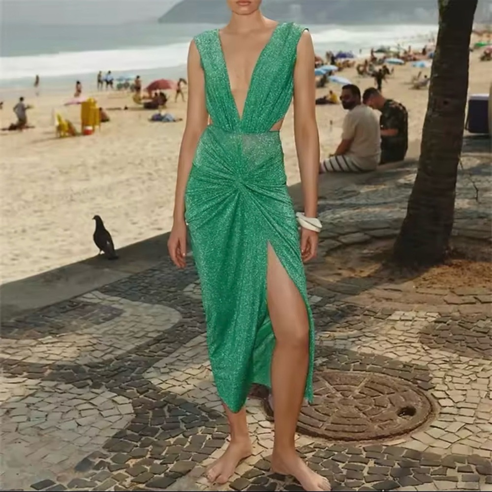Shimmery Swimsuit & Cover-Up Skirt